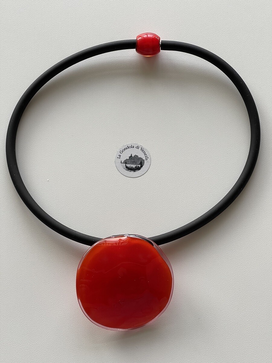 Necklace GREENDESI pendant 55mm, dark orange