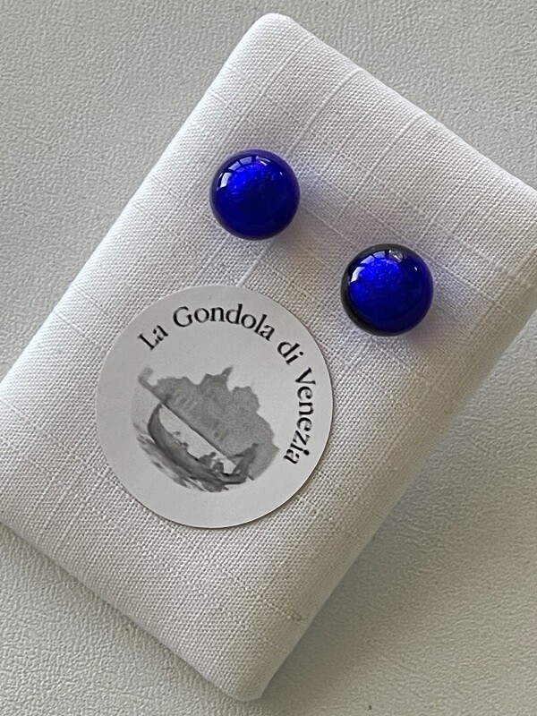 Stud earrings Murano ball 10mm  cobalt blue