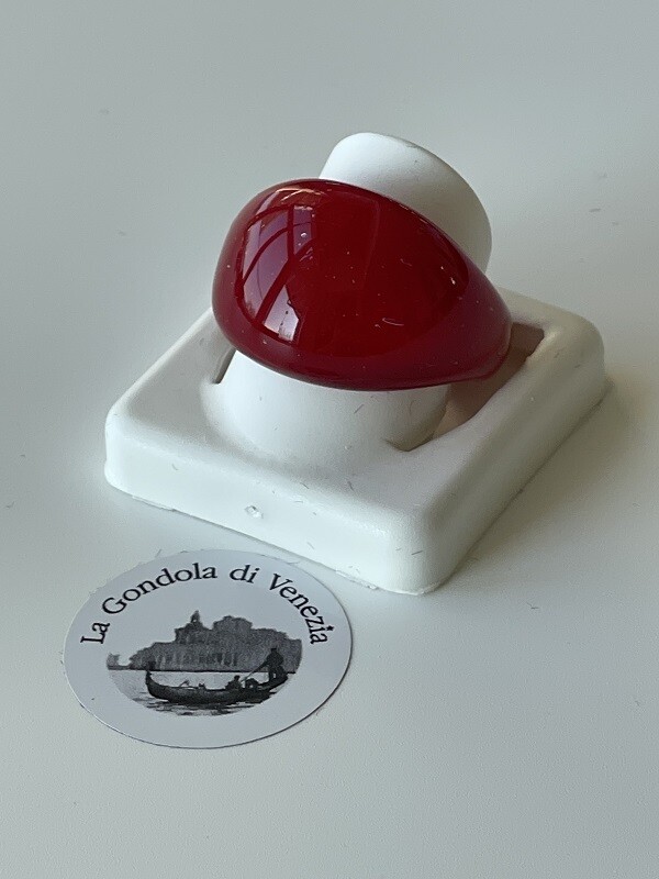 Ring Murano domed, color, fire red