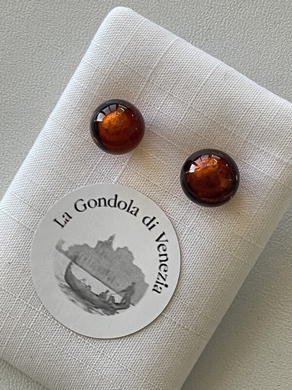 Stud earrings Murano ball 10mm  chestnut brown