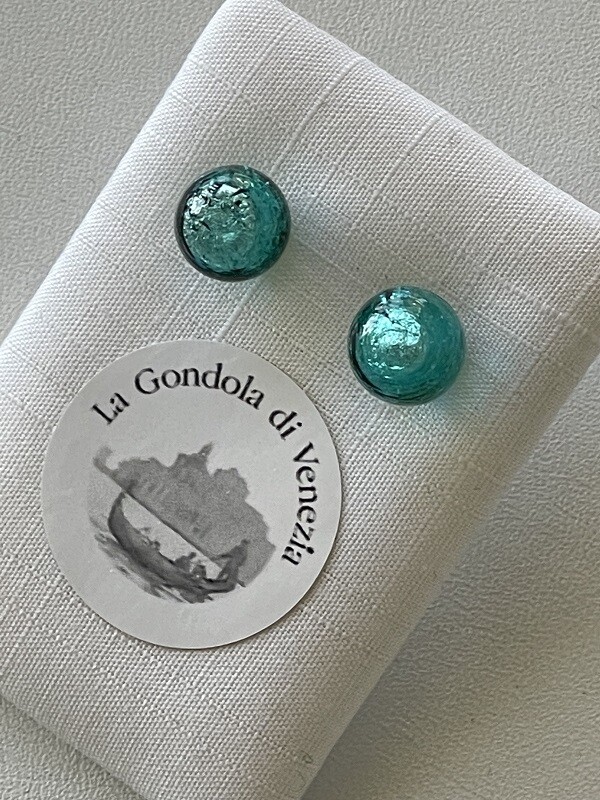 Stud earrings MG ball 8mm  turquoise green
