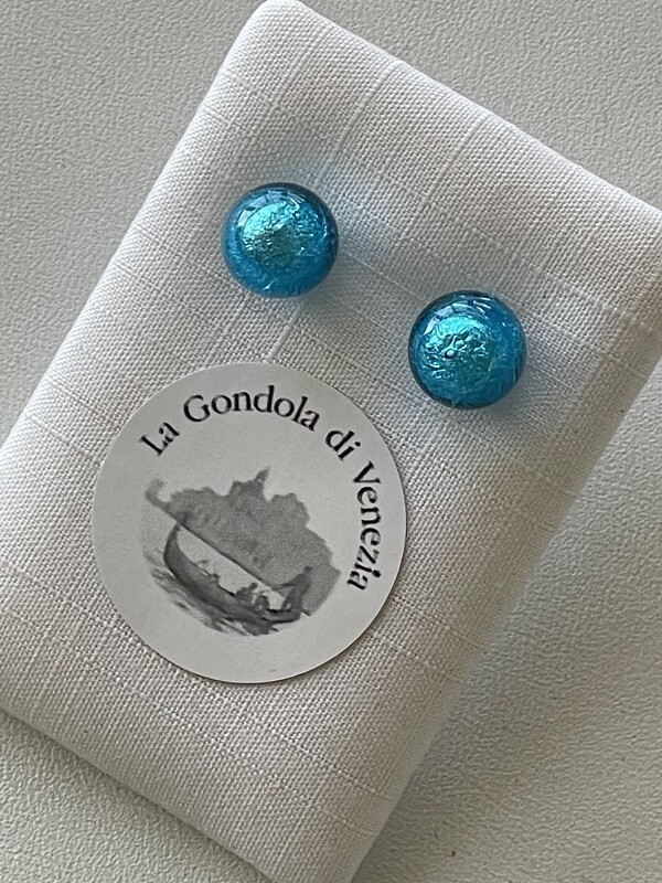 Stud earrings MG ball 8mm  turquoise blue dark