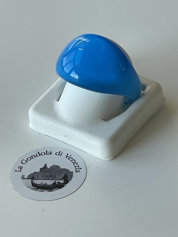 Ring Murano domed, color, turquoise blue