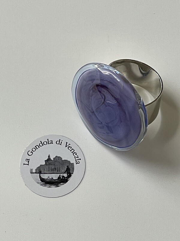Ring Murano GREENDESI Size adjustable, Iris blue