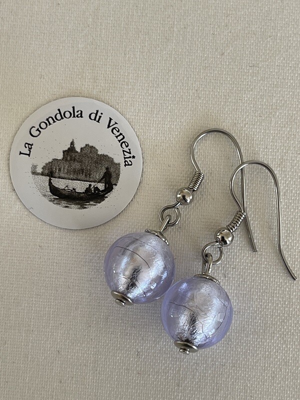 Earrings Murano ball 12mm lilac