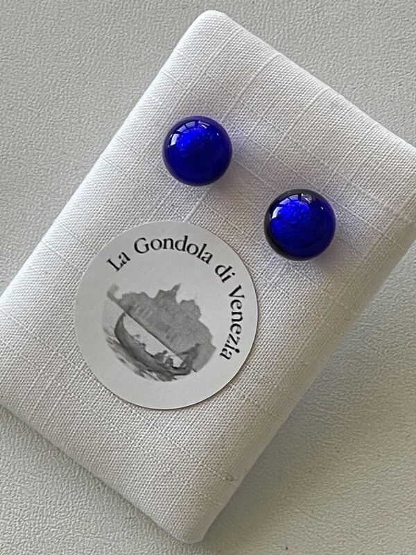 Stud earrings MG ball 8mm  cobalt blue