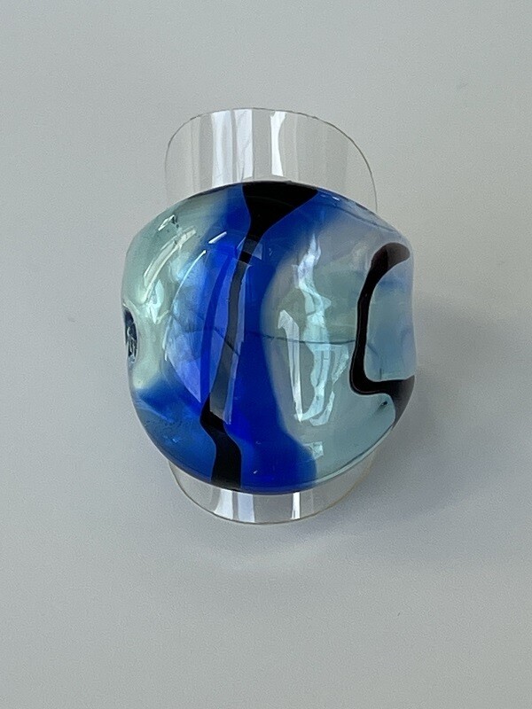 Murano Design Ring, Licht/ Wasser  25mm