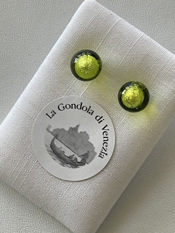 Stud earrings MG ball 8mm  light green