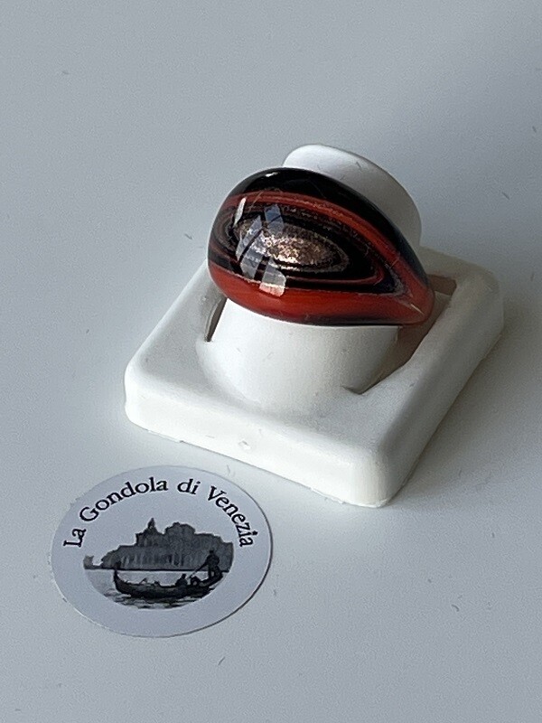 Ring Murano domed, CERCHIO, fire red