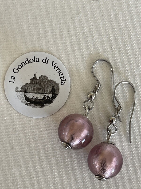 Earrings Murano ball 12mm purple