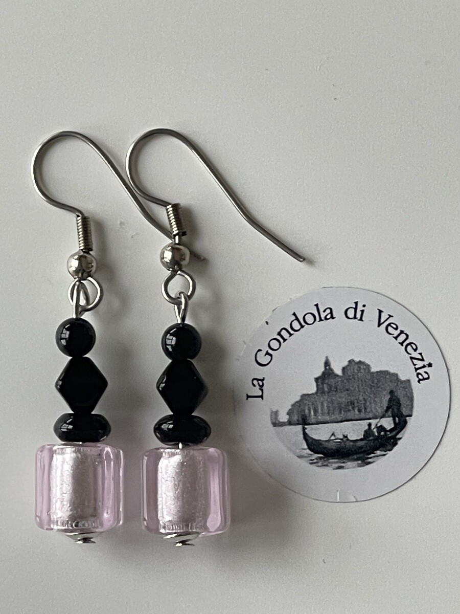 Earrings Murano cubes 10mm / Onyx