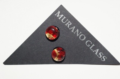 Stud earrings dewdrop MG 8mm  ruby-red-gold