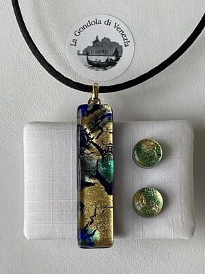 Set POA pendant 1x4.5cm / Earrings gold-turquoise blue