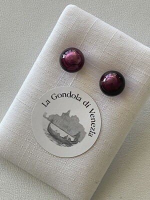 Stud earrings Murano ball 10mm  purple