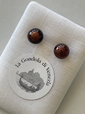 Stud earrings Murano ball 10mm  walnut brown