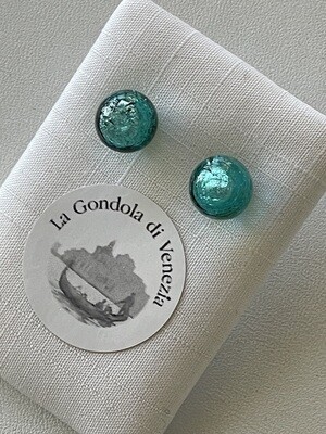 Stud earrings Murano ball 10mm  turquoise green