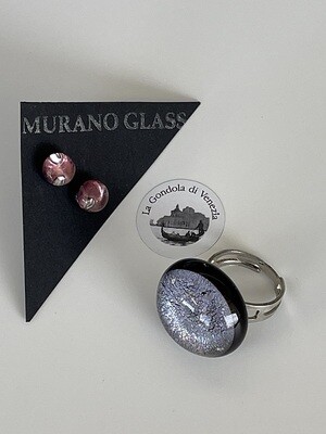 Set Murano Ring + Stud Earrings
