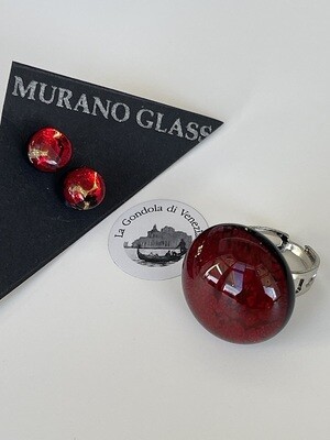 Set Murano Ring + Stud Earrings