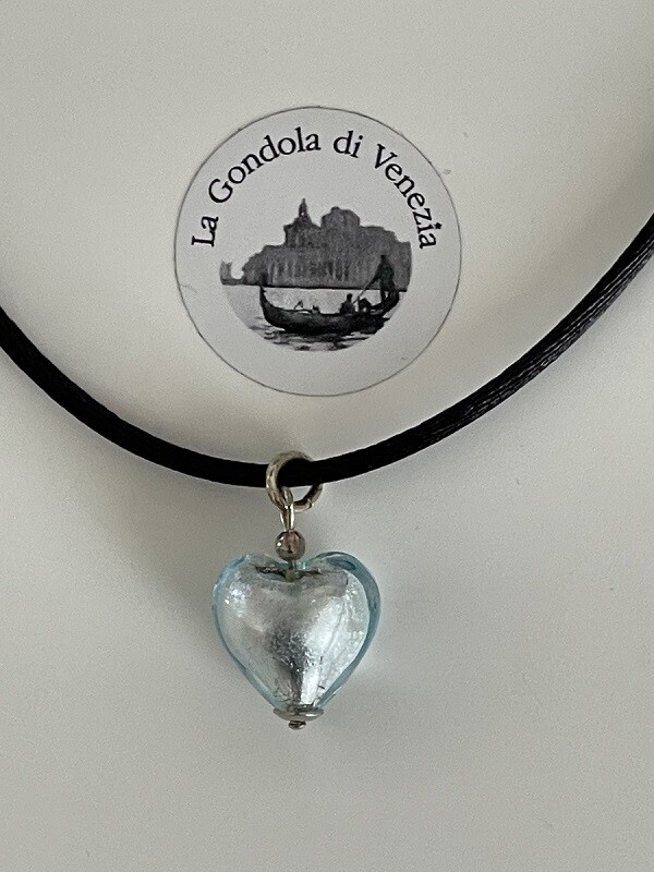 Necklace rubber with Murano heart 12mm