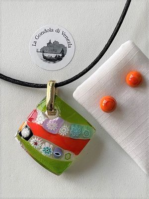 Set Murano Glas millefiori 3x3cm