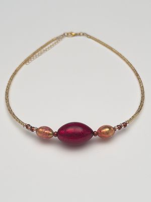 Kette 3 Oliven Murano Glas
