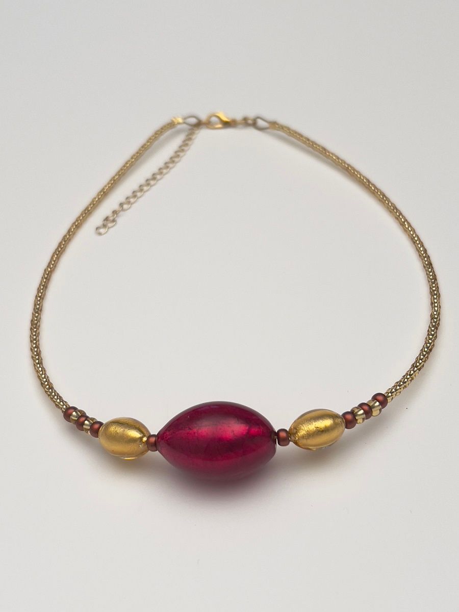 Kette 3 Oliven Murano Glas