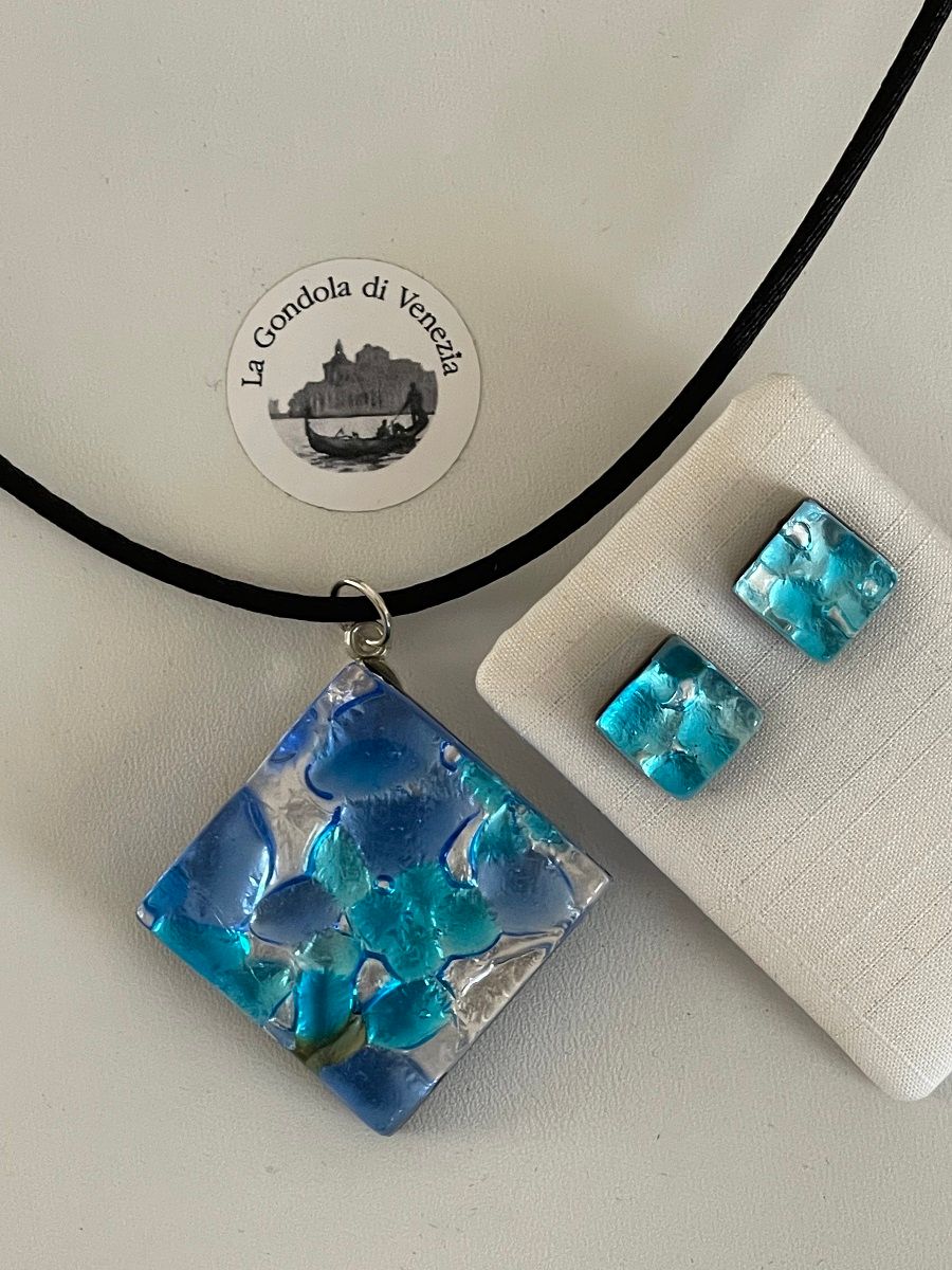 Set Murano, stud earrings, pendant
