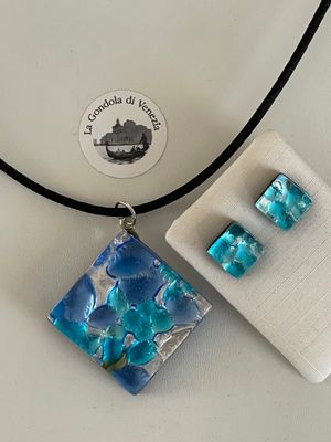 Set Murano, stud earrings, pendant
