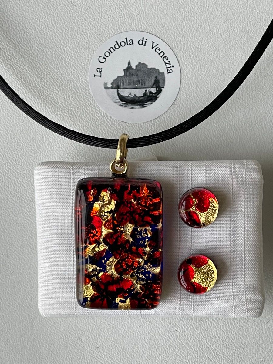 Set Murano pendant 2x3cm / stud earrings