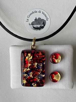Set Murano pendant 2x3cm / stud earrings