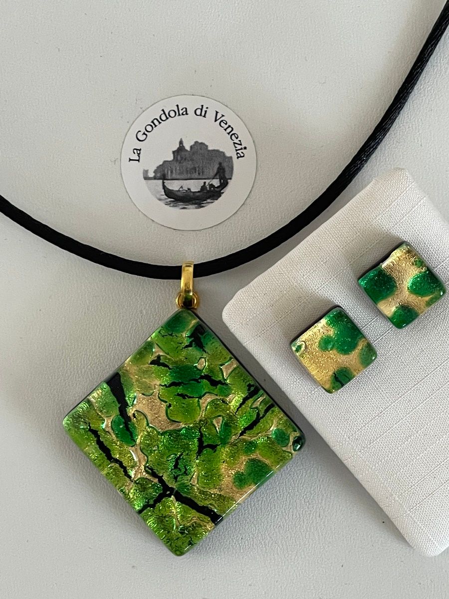Set Murano, stud earrings, pendant