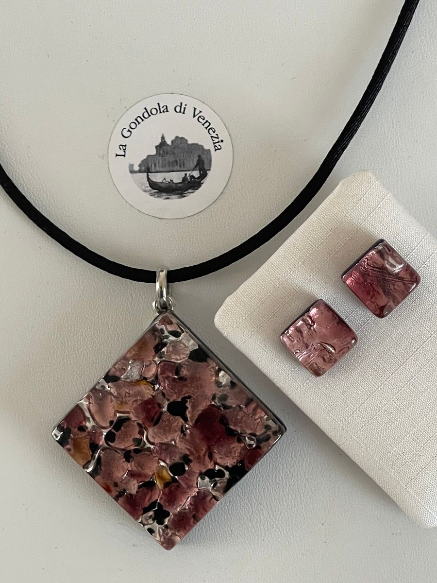 Set Murano, stud earrings, pendant