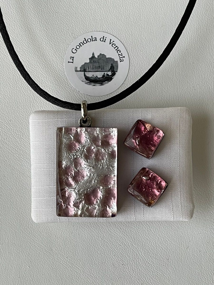 Set Murano pendant 2x3cm / stud earrings