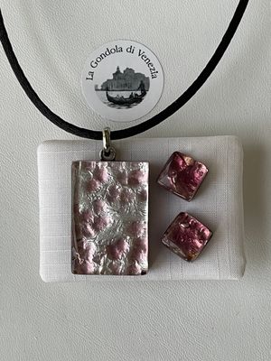 Set Murano pendant 2x3cm / stud earrings