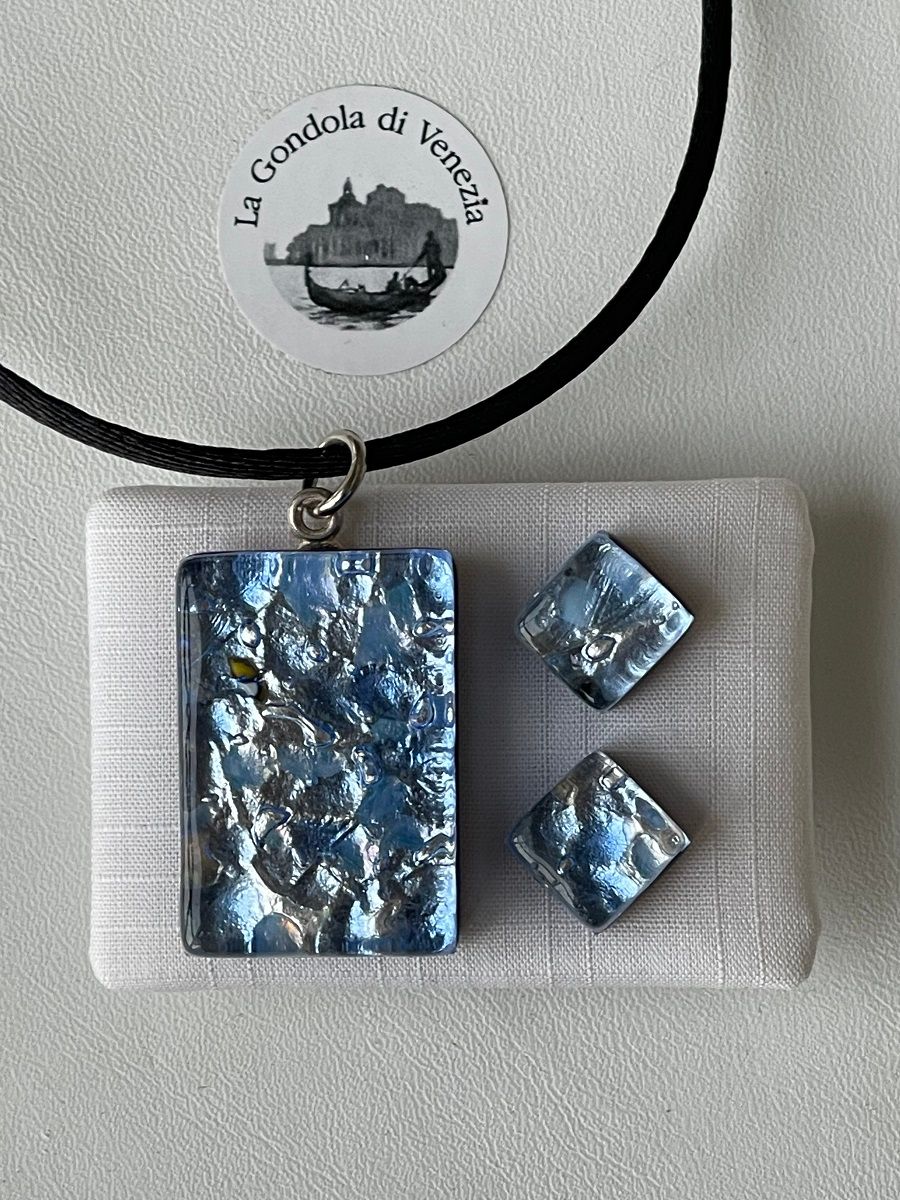 Set Murano pendant 2x3cm / stud earrings