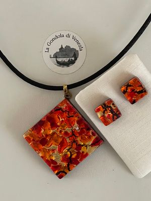 Set Murano, stud earrings, pendant