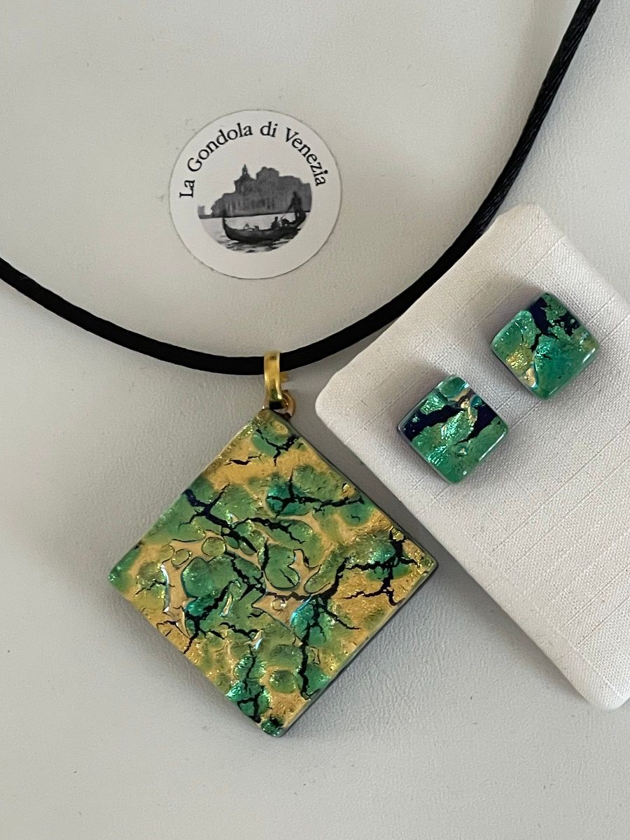 Set Murano, stud earrings, pendant