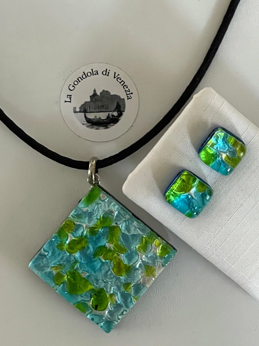 Set Murano, stud earrings, pendant