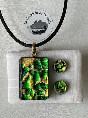 Set Murano pendant 2x3cm / stud earrings