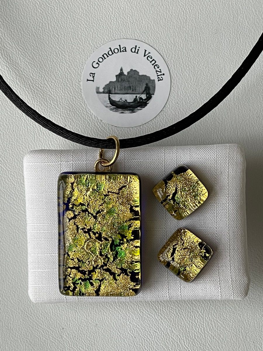 Set Murano pendant 2x3cm / stud earrings