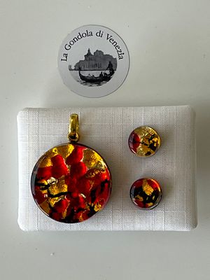 Set Murano pendant 25mm / stud earrings