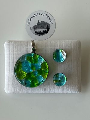 Set Murano pendant 25mm / stud earrings