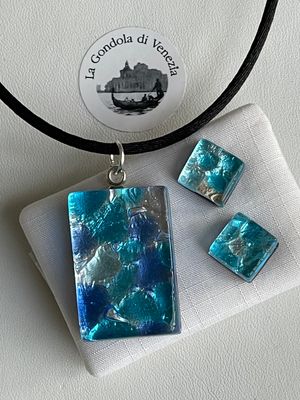 Set Murano pendant 2x3cm / stud earrings