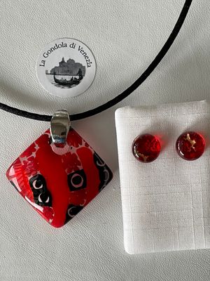 Set Murano pendant 35mm + stud earrings