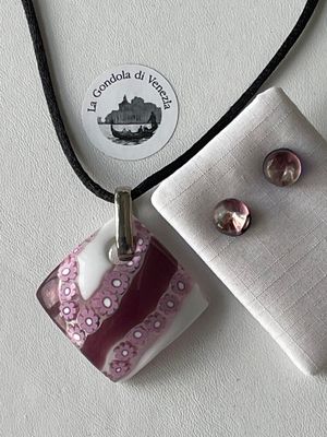 Set Murano pendant 35mm + stud earrings