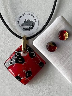 Set Murano pendant 35mm + stud earrings