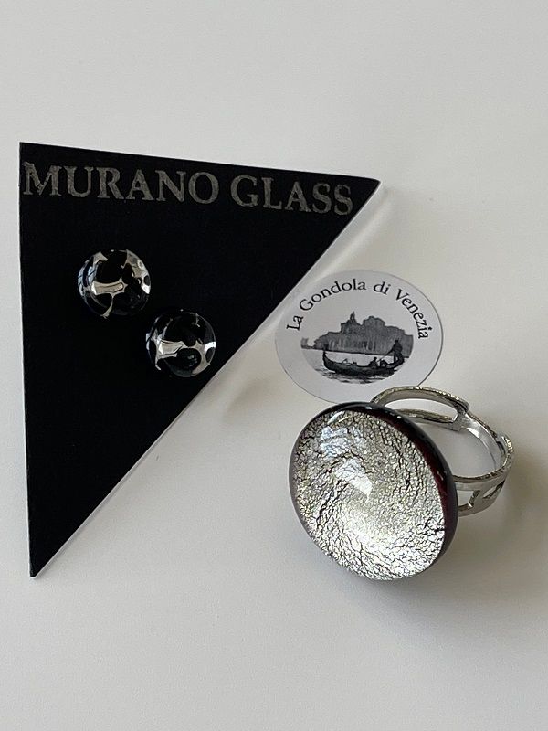 Set Murano Ring + Stud Earrings