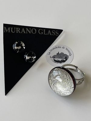Set Murano Ring + Stud Earrings