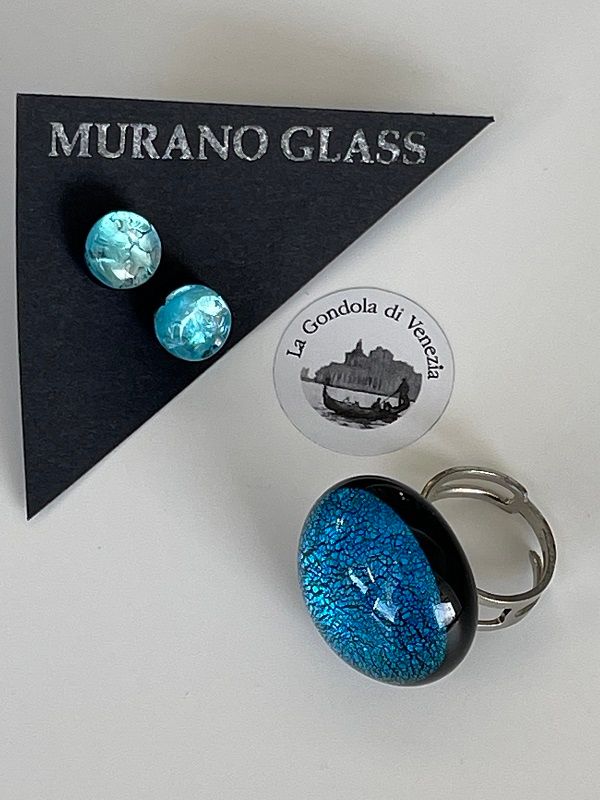 Set Murano Ring + Stud Earrings