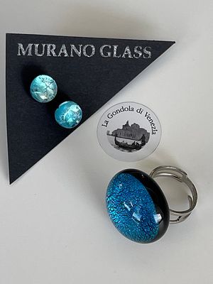 Set Murano Ring + Stud Earrings